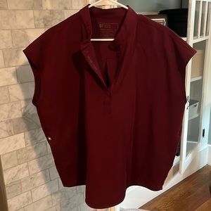 FIGS Rafaela Oversized Scrub Top Burgundy XL